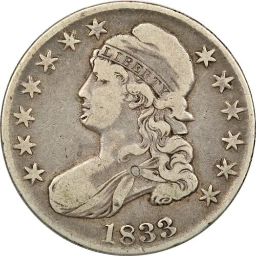 1833 CAPPED BUST HALF DOLLAR 50C, VERY FINE VF (1 of 2)