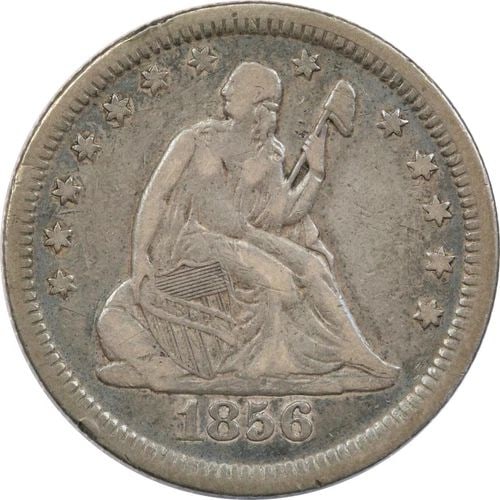 1856 SEATED LIBERTY QUARTER 25C, VERY FINE VF: 1856 SEATED LIBERTY QUARTER 25C, VERY FINE VF 1856 Seated Liberty Quarter 25C, Very Fine VF THE ITEM(S) IN THE PHOTO(S) IS THE EXACT ITEM(S) YOU WILL RECEIVE!