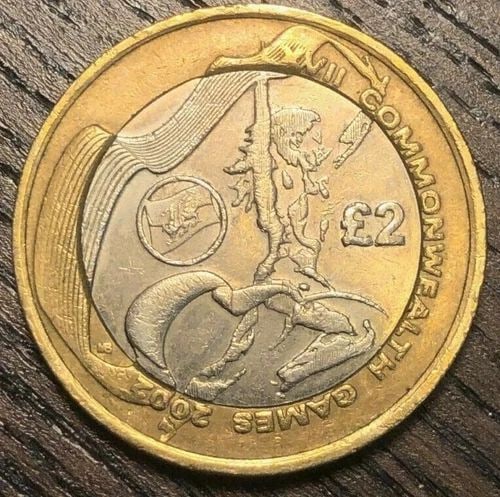 2002 GREAT BRITAIN XVII COMMONWEALTH GAMES 2 POUND COIN, ABOUT UNCIRCULATED (1 of 2)