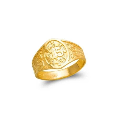 NEW 14K YELLOW GOLD LADIES 15 ANOS FILIGREE RING: NEW 14K YELLOW GOLD LADIES 15 ANOS FILIGREE RING LADIES 15 ANOS FILIGREE RING NEW 14K YELLOW GOLD Apx. SIZE: 12mm Apx. WEIGHT: 2.4g