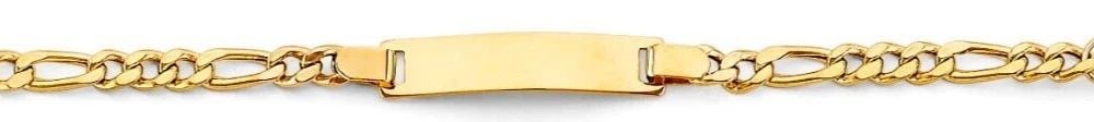 NEW 14K YELLOW GOLD HOLLOW FIGARO BABY ID BRACELET: NEW 14K YELLOW GOLD HOLLOW FIGARO BABY ID BRACELET HOLLOW FIGARO BABY ID BRACELET NEW 14K YELLOW GOLD LENGTH - 5+0.5in Apx WEIGHT - 2.4g