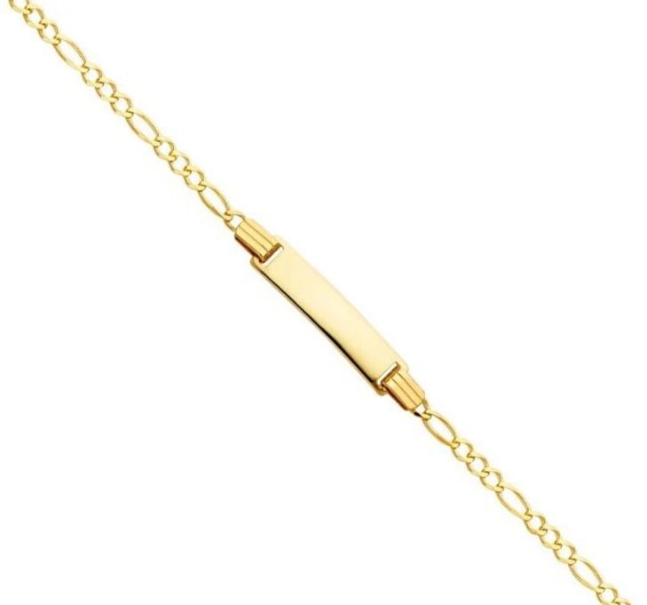 NEW 14K YELLOW GOLD FIGARO 3+1 BABY ID BRACELET: 14K YELLOW GOLD FIGARO 3+1 BABY ID BRACELET FIGARO 3+1 BABY ID BRACELET NEW 14K YELLOW GOLD LENGTH - 6in Apx WEIGHT - 2.4g