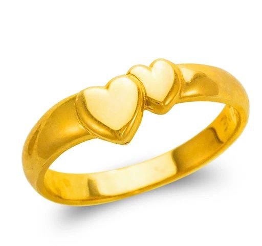 NEW 14K YELLOW GOLD LADIES DOUBLE HEART DESIGN RING: NEW 14K YELLOW GOLD LADIES DOUBLE HEART DESIGN RING LADIES DOUBLE HEART DESIGN RING NEW 14K YELLOW GOLD Apx. WIDTH: 7mm Apx. WEIGHT: 2.4g