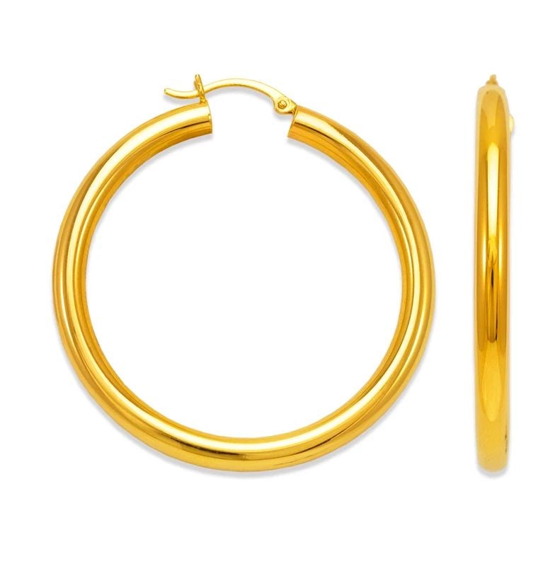 NEW 14K YELLOW GOLD 4MM ROUND TUBE HOOP EARRINGS: NEW 14K YELLOW GOLD 4MM ROUND TUBE HOOP EARRINGS 4MM ROUND TUBE HOOP EARRINGS NEW 14K YELLOW GOLD Width: Approx. 4mm Apx WEIGHT: 2.4g