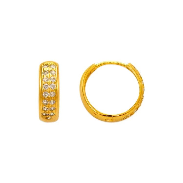 NEW 14K YELLOW GOLD 15MM FANCY HUGGIE EARRINGS (1 of 2)