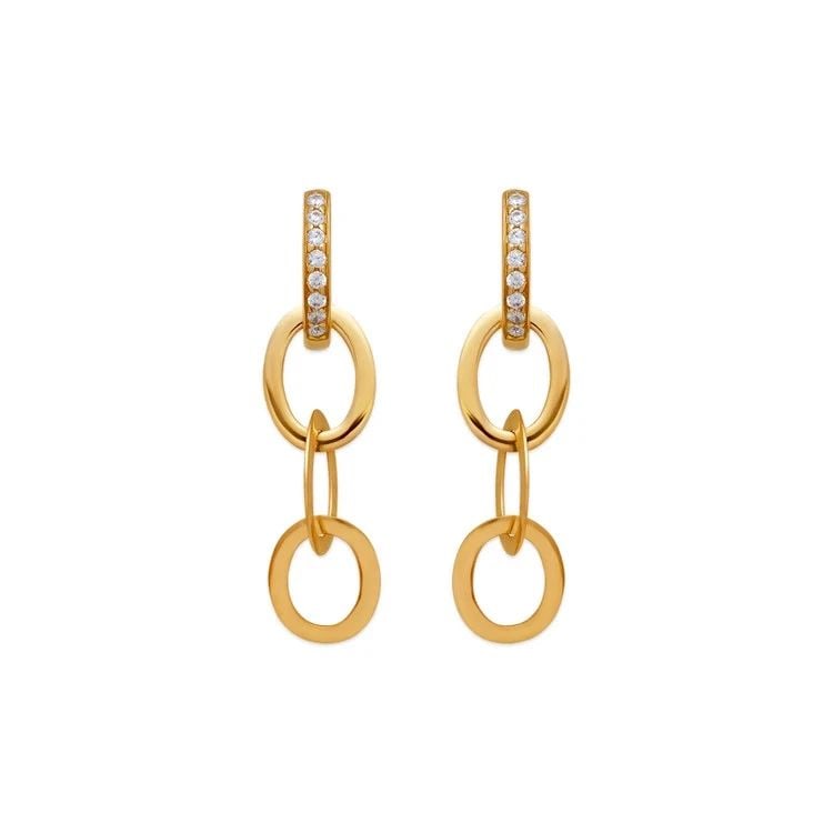 NEW 14K YELLOW GOLD FANCY LINKED EARRINGS: NEW 14K YELLOW GOLD FANCY LINKED EARRINGS FANCY LINKED EARRINGS NEW 14K YELLOW GOLD Width: Approx. 12x33mm Apx WEIGHT: 2.4g