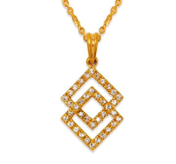 NEW 14K YELLOW GOLD DOUBLE DIAMOND SHAPED PENDANT: NEW 14K YELLOW GOLD DOUBLE DIAMOND SHAPED PENDANT DOUBLE DIAMOND SHAPED PENDANT NEW 14K YELLOW GOLD Apx. WIDTH: 16x20mm Apx WEIGHT: 2.4g