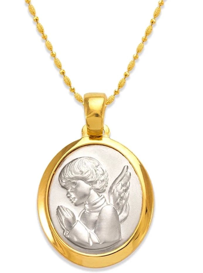 NEW 14K TWO TONE GOLD PRAYING ANGEL PENDANT (1 of 2)