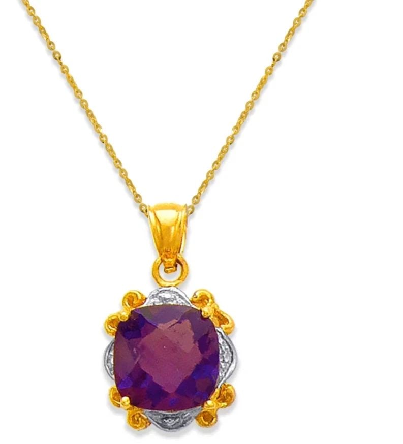 NEW 14K TWO TONE GOLD AMETHYST TOPAZ PENDANT: NEW 14K TWO TONE GOLD AMETHYST TOPAZ PENDANT AMETHYST TOPAZ PENDANT NEW 14K TWO TONE GOLD Apx. WIDTH: 12x14mm Apx WEIGHT: 2.4g