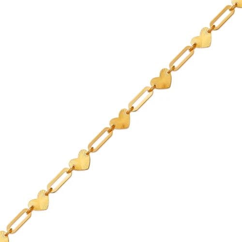 NEW 14K YELLOW GOLD D/C HEARTS BRACELET (1 of 2)
