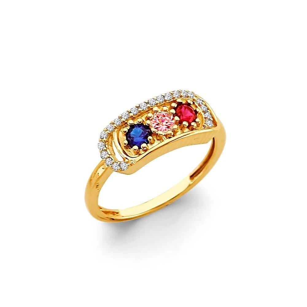 NEW 14K YELLOW GOLD 3 STONE MONTH RING (1 of 2)