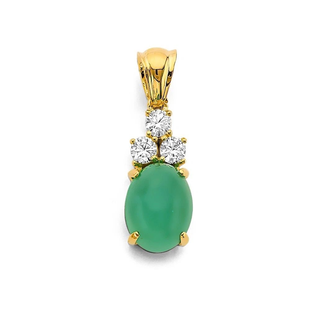 NEW 14K YELLOW GOLD JADE PENDANT/SET (1 of 2)