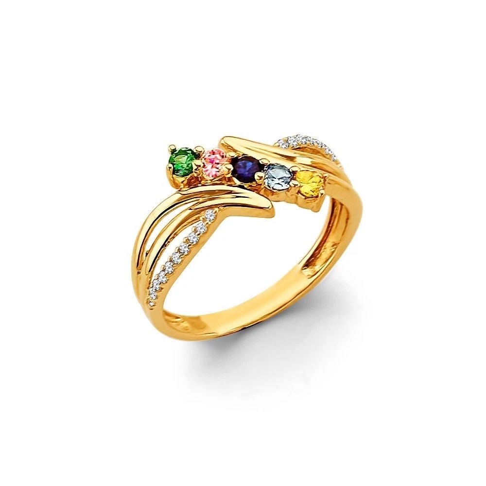 NEW 14K YELLOW GOLD 5 STONE MONTH RING (1 of 2)