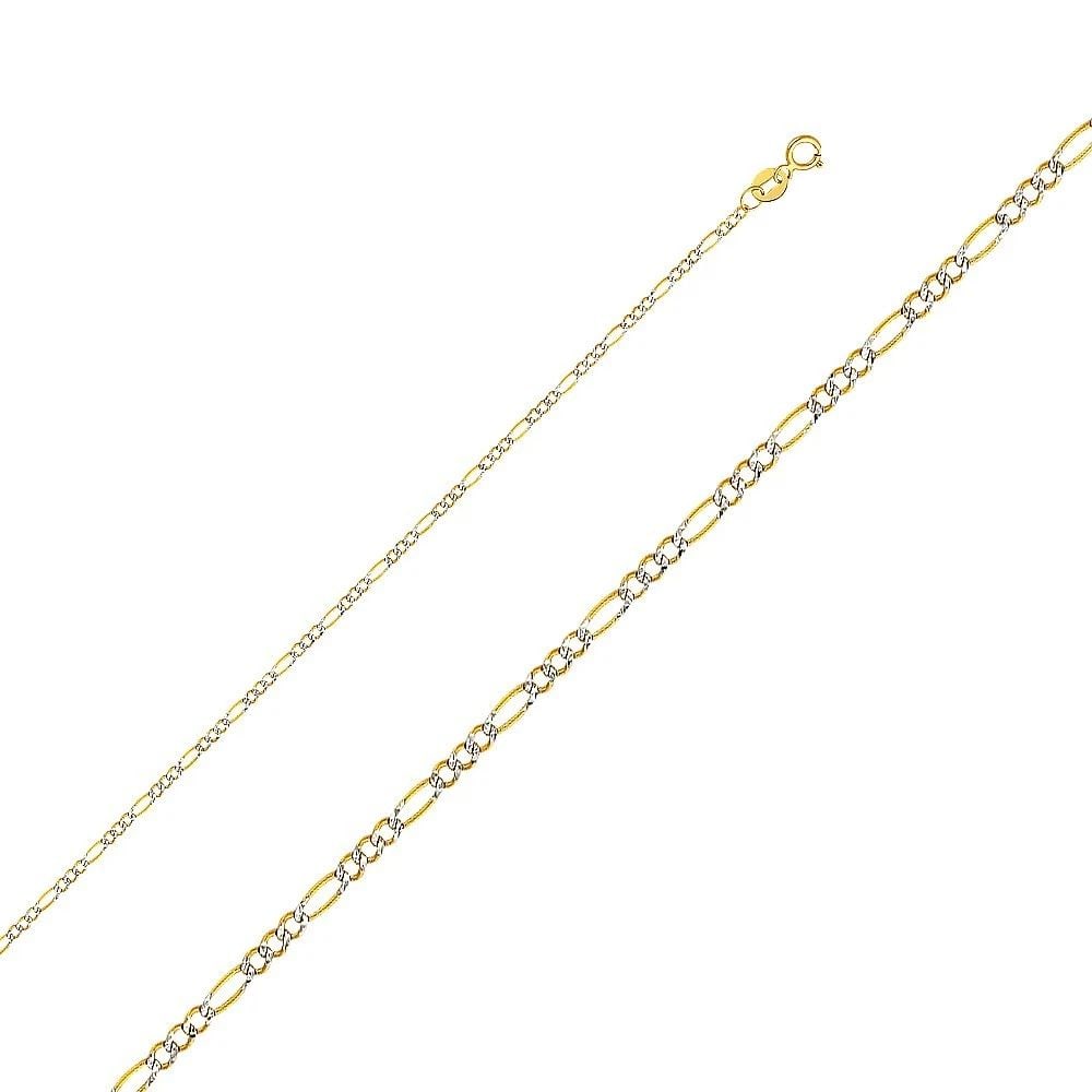 NEW NEW 14K YELLOW GOLD 1.8MM FIGARO 3+1 WP CHAIN: NEW 14K YELLOW GOLD 1.8MM FIGARO 3+1 WP CHAIN FIGARO 3+1 WP CHAIN NEW 14K YELLOW GOLD WIDTH: 1.8mm AVERAGE Apx WEIGHT: 1.5g