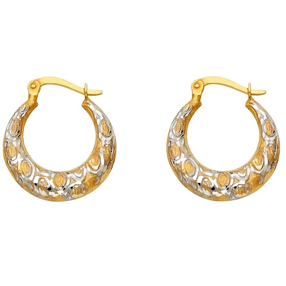 NEW 14K TWO TONE GOLD FANCY SHRIMP EARRINGS (1 of 2)