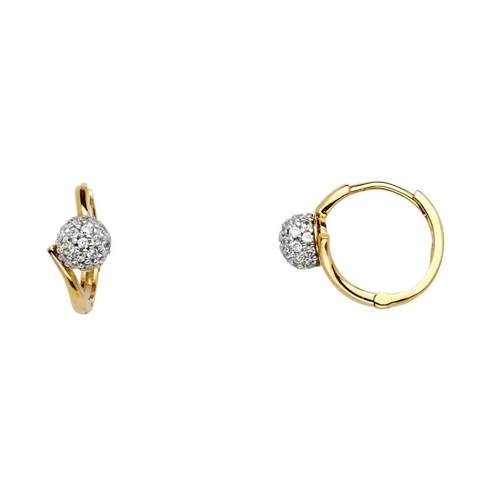 NEW 14K TWO TONE GOLD HUGGIES EARRINGS (1 of 2)