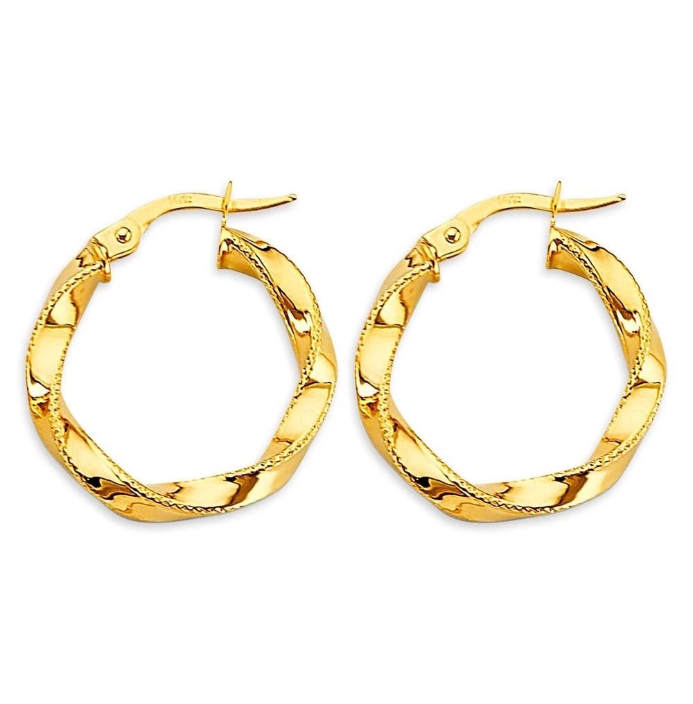 NEW 14K YELLOW GOLD 2.8MM TWISTED HOOP EARRINGS (1 of 2)
