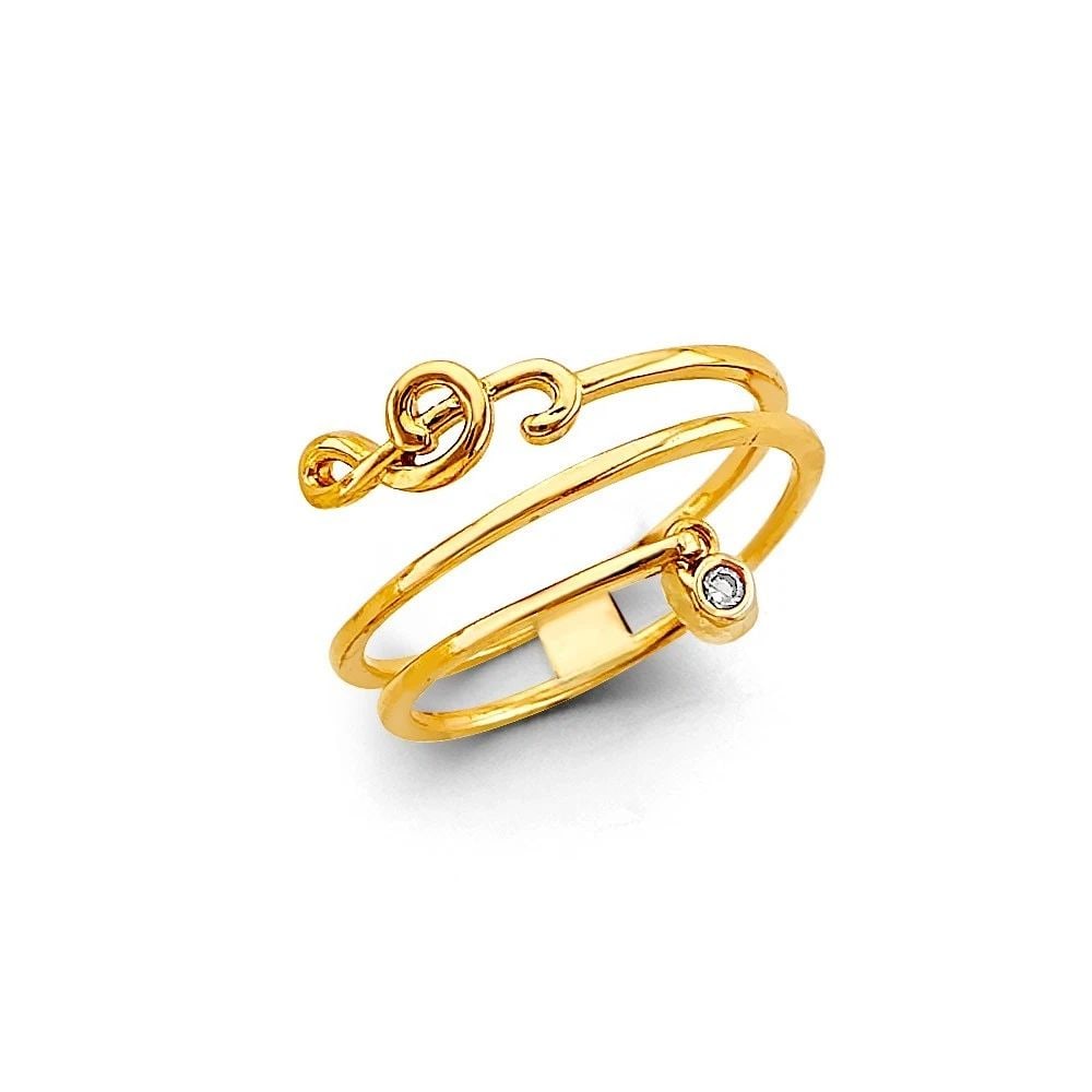NEW 14K YELLOW GOLD MUSICAL NOTE LINE RING (1 of 2)