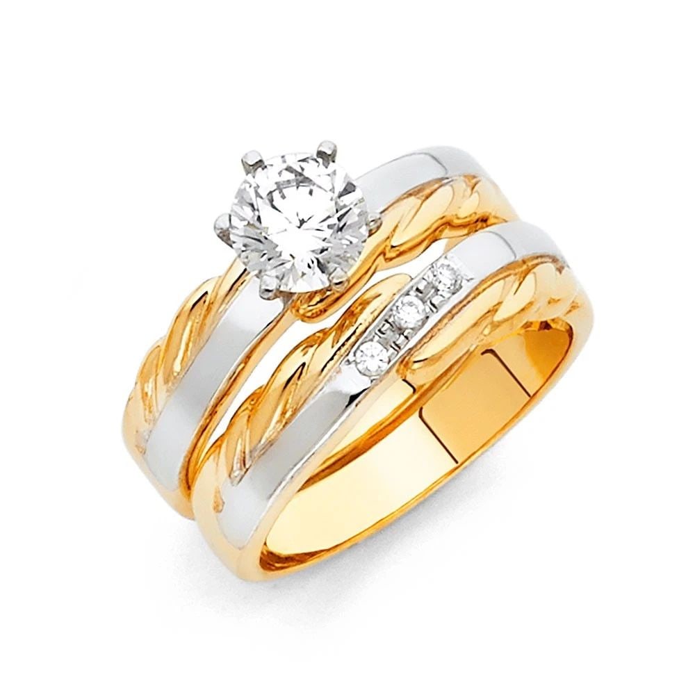 NEW 14K TWO TONE GOLD LADIES WEDDING BAND: NEW 14K TWO TONE GOLD LADIES WEDDING BAND LADIES WEDDING BAND NEW 14K TWO TONE GOLD WIDTH : 5 mm WEIGHT : 2.4g