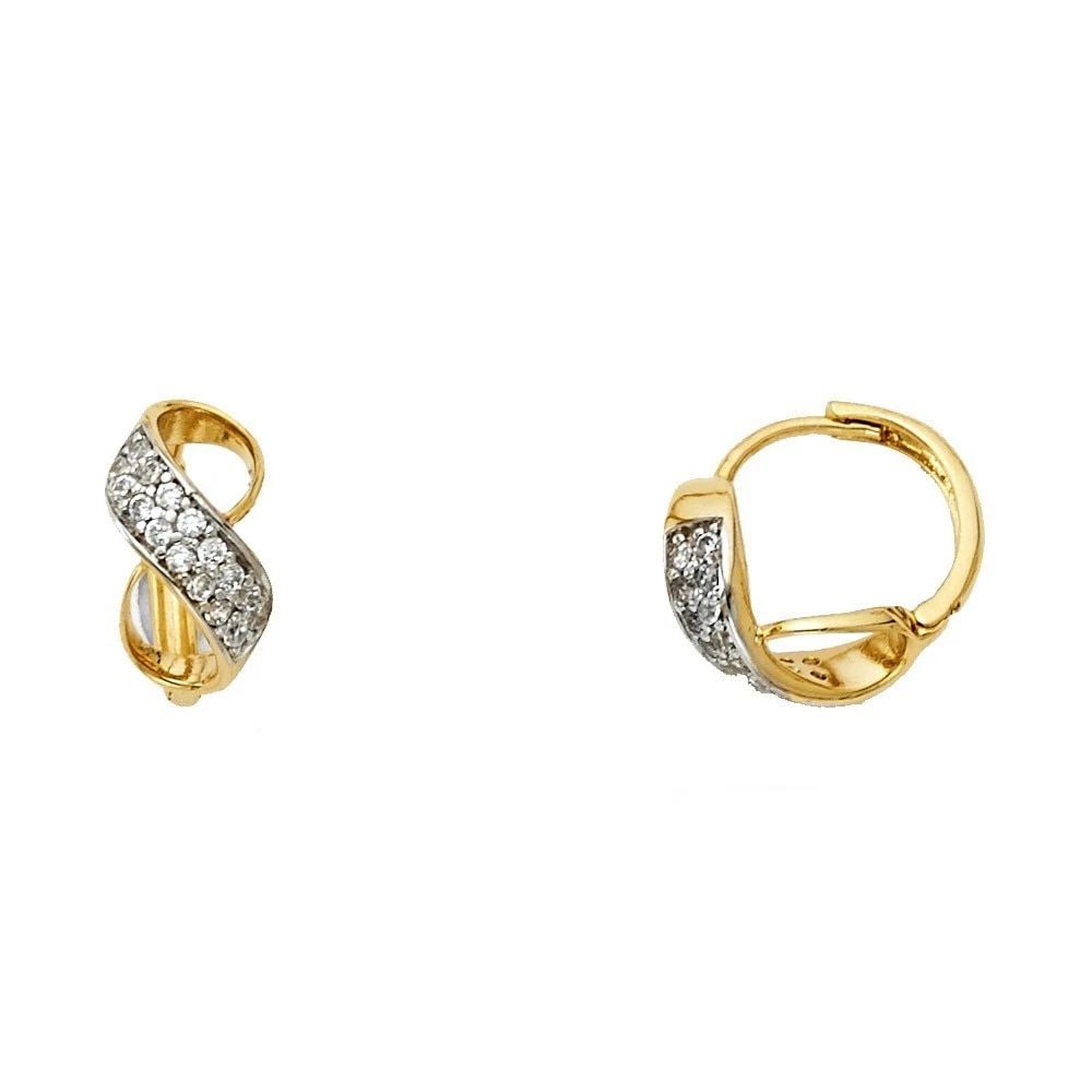 NEW 14K TWO TONE GOLD HUGGIES EARRINGS (1 of 2)