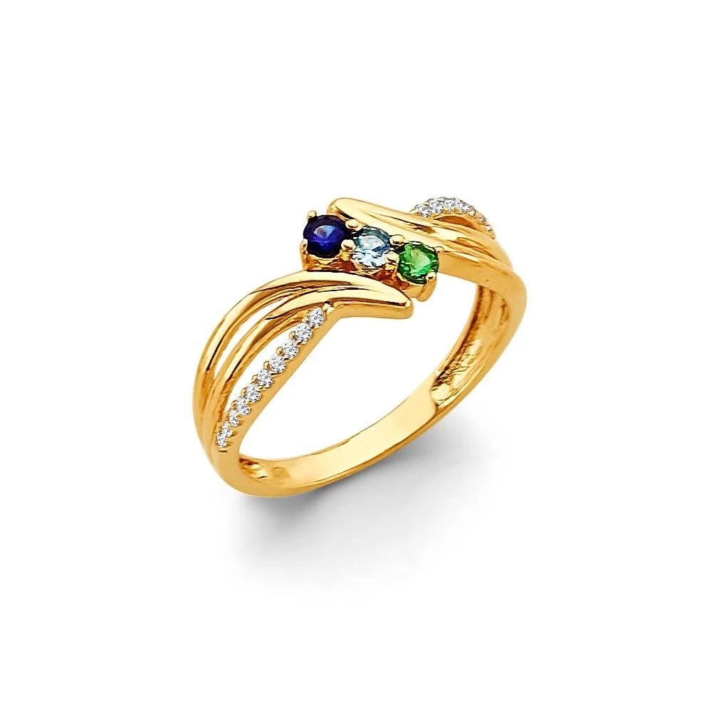 NEW 14K YELLOW GOLD 3 STONE MONTH RING: NEW 14K YELLOW GOLD CZ 3 STONE MONTH RING CZ 3 STONE MONTH RING NEW 14K YELLOW GOLD WIDTH : WEIGHT : 2.3g