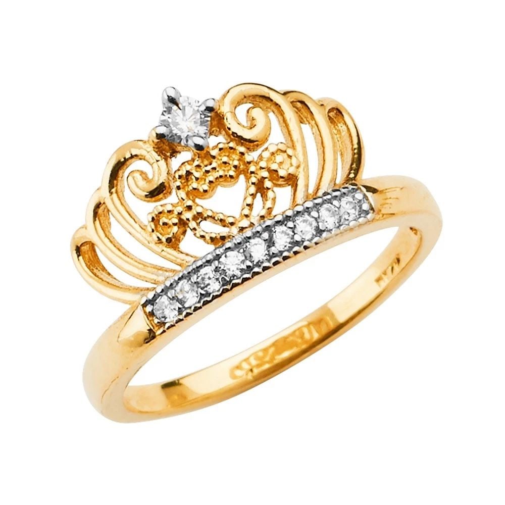 NEW 14K TWO TONE GOLD CROWN RING (1 of 2)