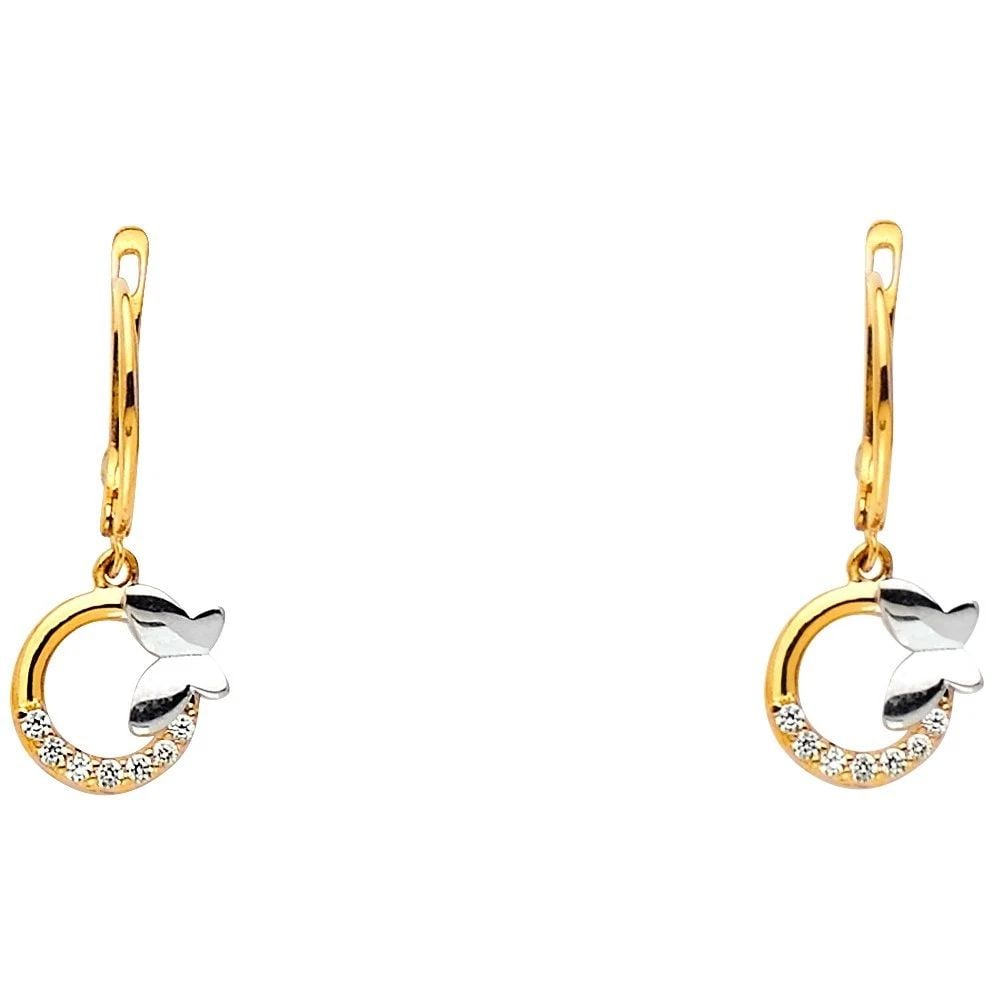 NEW 14K TWO TONE GOLD EARRINGS: NEW 14K TWO TONE GOLD EARRINGS EARRINGS NEW 14K TWO TONE GOLD Height : 20 mm Width : 8 mm Weight : 1.7g