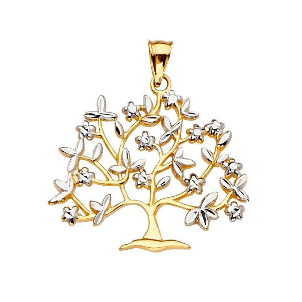 NEW 14K TWO TONE GOLD FAMILY TREE PENDANT (1 of 2)