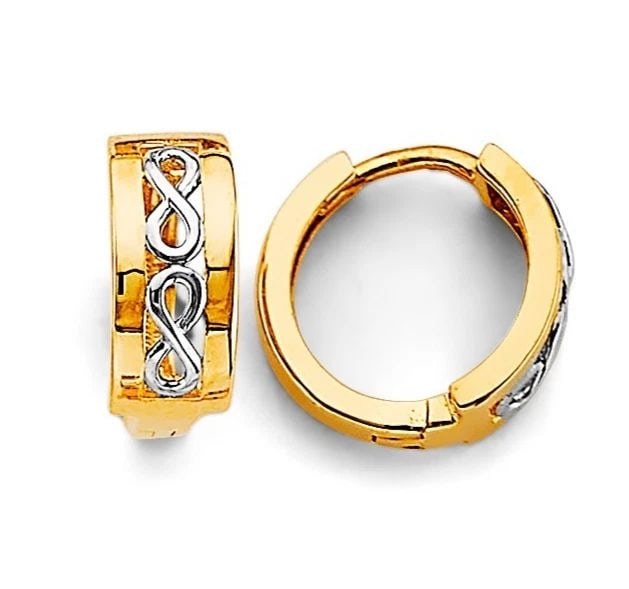 NEW 14K TWO TONE GOLD HUGGIES EARRINGS: NEW 14K TWO TONE GOLD HUGGIES EARRINGS HUGGIES EARRINGS NEW 14K TWO TONE GOLD Height : 10 mm Width : 10 mm Weight : 1.7g