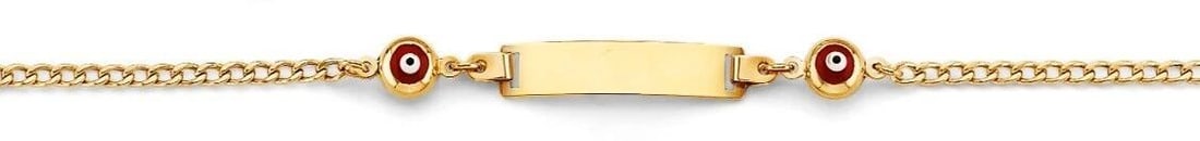 NEW 14K YELLOW GOLD BABY ID BRACELET WITH EVILEYE (1 of 2)