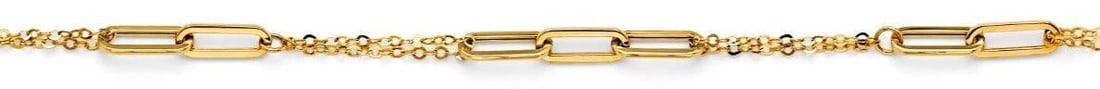NEW 14K YELLOW GOLD HOLLOW PAPERCLIP + BRACELET (1 of 2)