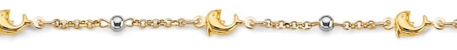 NEW 14K TWO TONE GOLD DOLPHIN BABY BRACELET (1 of 2)