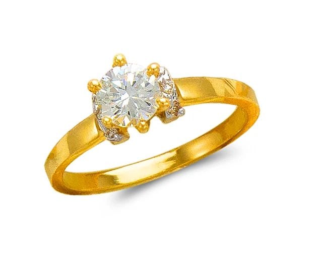 NEW 14K TWO TONE GOLD LADIES FASHION SOLITAIRE RING (1 of 2)