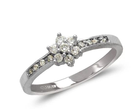 NEW 14K WHITE GOLD LADIES SMALL FASHION WHITE FLOWER RING (1 of 2)