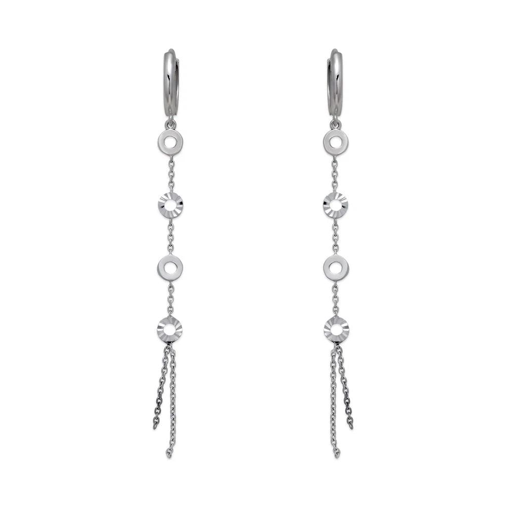 NEW 14K WHITE GOLD FANCY LINKED CIRCLE EARRINGS (1 of 2)