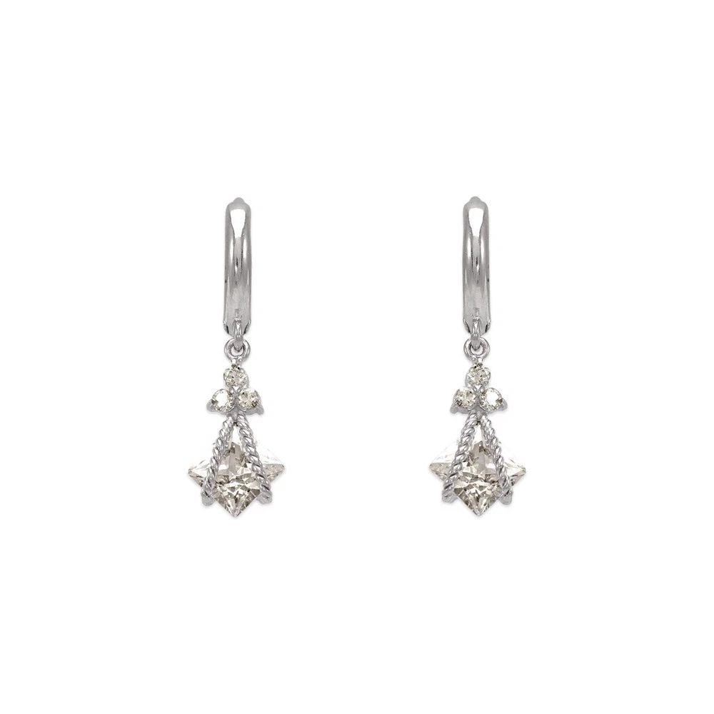 NEW 14K WHITE GOLD FANCY STONE DANGLING EARRINGS: NEW 14K WHITE GOLD FANCY STONE DANGLING EARRINGS FANCY STONE DANGLING EARRINGS NEW 14K WHITE GOLD Width: Approx. 12x27mm Apx WEIGHT: 2.3g