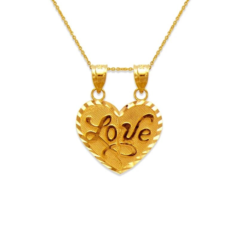 NEW 14K YELLOW GOLD TWO-PIECE LOVE HEART PENDANT (1 of 2)