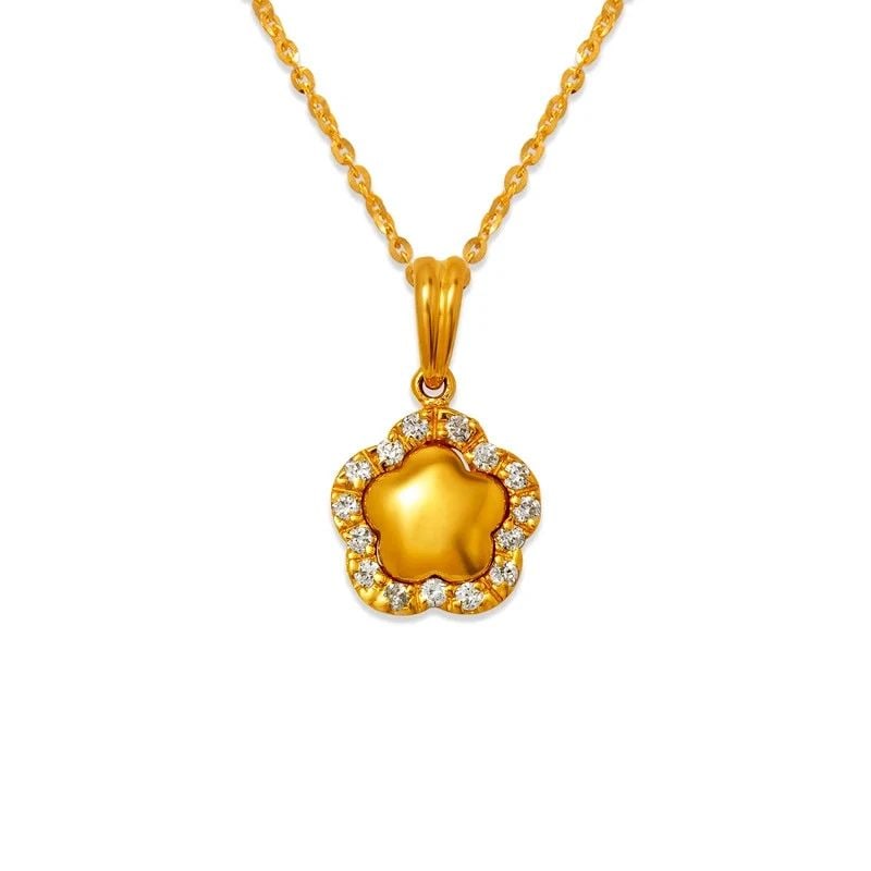 NEW 14K YELLOW GOLD FLOWER PENDANT (1 of 2)