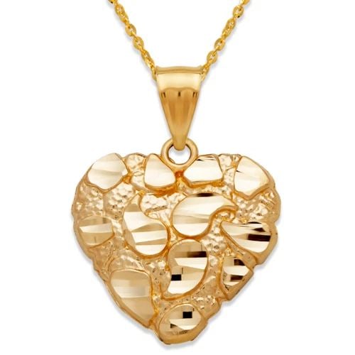 NEW 14K YELLOW GOLD HEART NUGGET PENDANT (1 of 2)