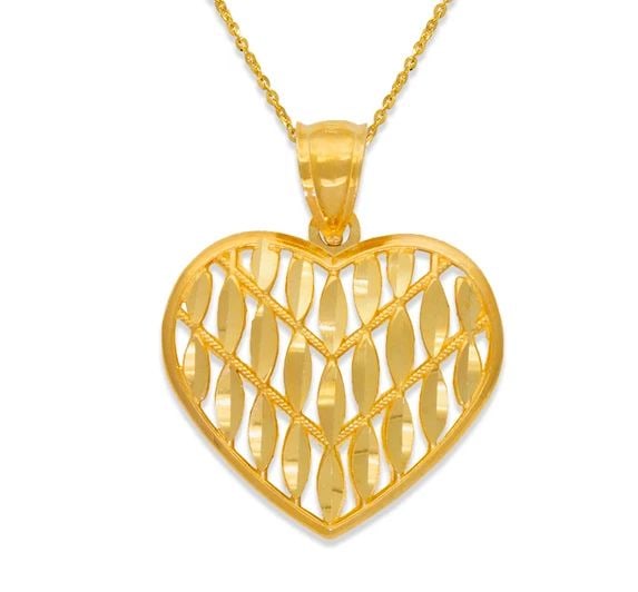 NEW 14K YELLOW GOLD DECORATIVE HEART PENDANT: NEW 14K YELLOW GOLD DECORATIVE HEART PENDANT DECORATIVE HEART PENDANT NEW 14K YELLOW GOLD Apx. WIDTH: 21x22mm Apx WEIGHT: 2.3g