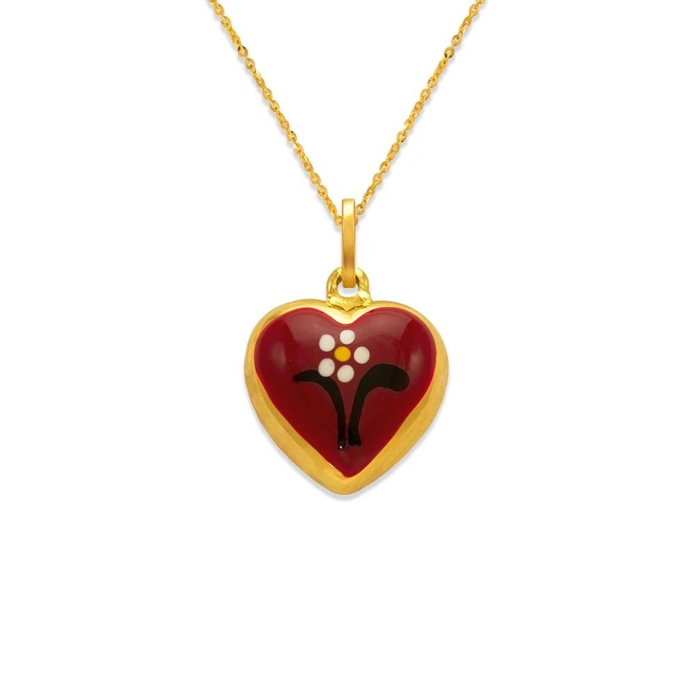 NEW 14K YELLOW GOLD 16MM HEART ENAMEL CHARM PENDANT: NEW 14K YELLOW GOLD 16MM HEART ENAMEL CHARM PENDANT 16MM HEART ENAMEL CHARM PENDANT NEW 14K YELLOW GOLD Apx. WIDTH: 16x16mm Apx WEIGHT: 2.3g