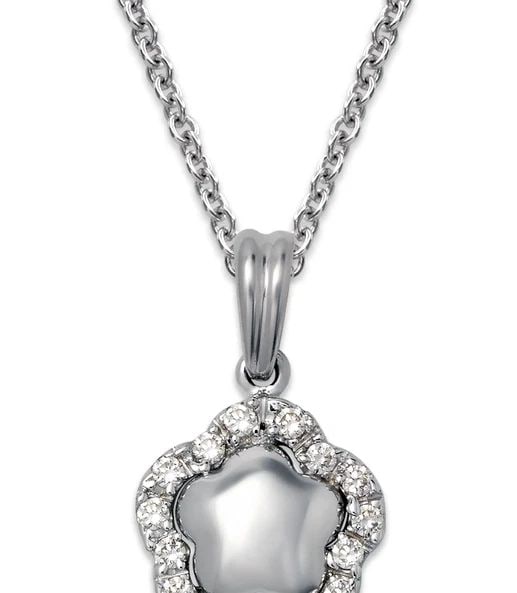 NEW 14K WHITE GOLD FLOWER PENDANT: NEW 14K WHITE GOLD FLOWER PENDANT FLOWER PENDANT NEW 14K WHITE GOLD Apx. WIDTH: 13x13mm Apx WEIGHT: 2.3g