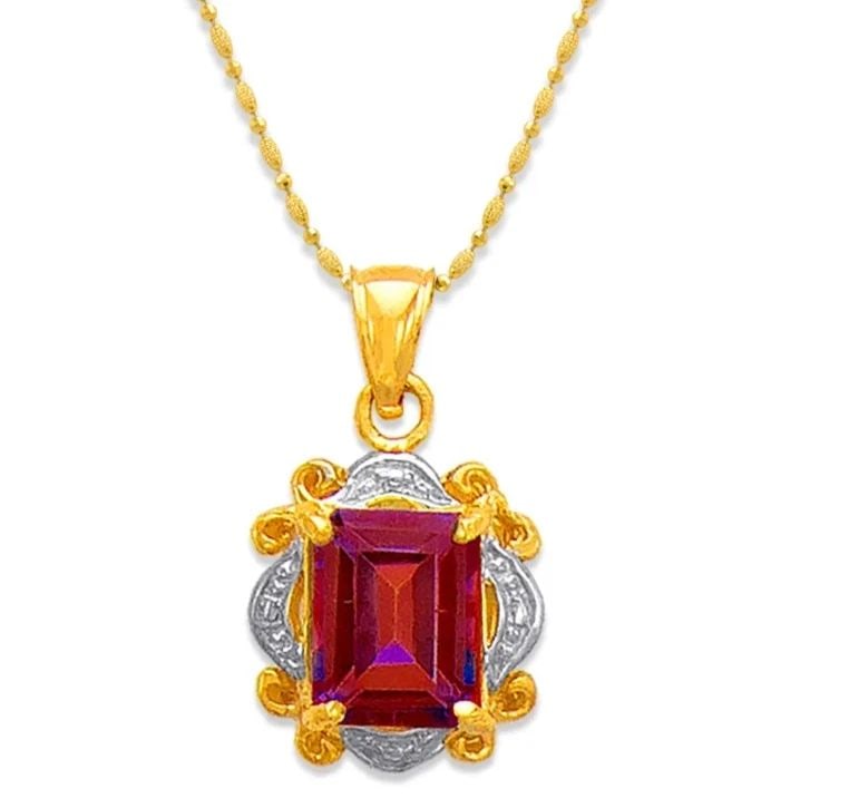 NEW 14K TWO TONE GOLD MYSTIC RUBY PENDANT (1 of 2)
