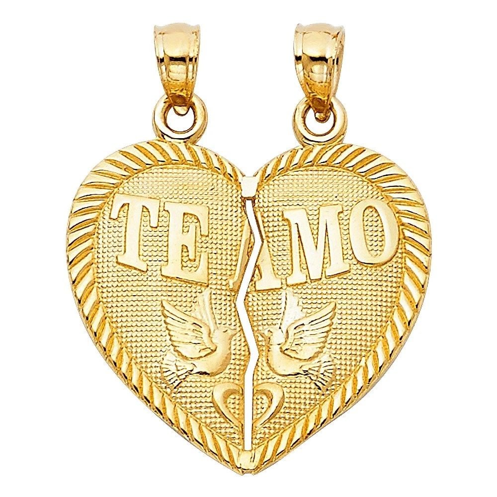 NEW 14K YELLOW GOLD TE AMO HEART 2 PIECE PENDANT: NEW 14K YELLOW GOLD TE AMO HEART 2 PIECE PENDANT TE AMO HEART 2 PIECE PENDANT NEW 14K YELLOW GOLD Height : 21 mm Width : 23 mm Apx. WEIGHT : 2.2g