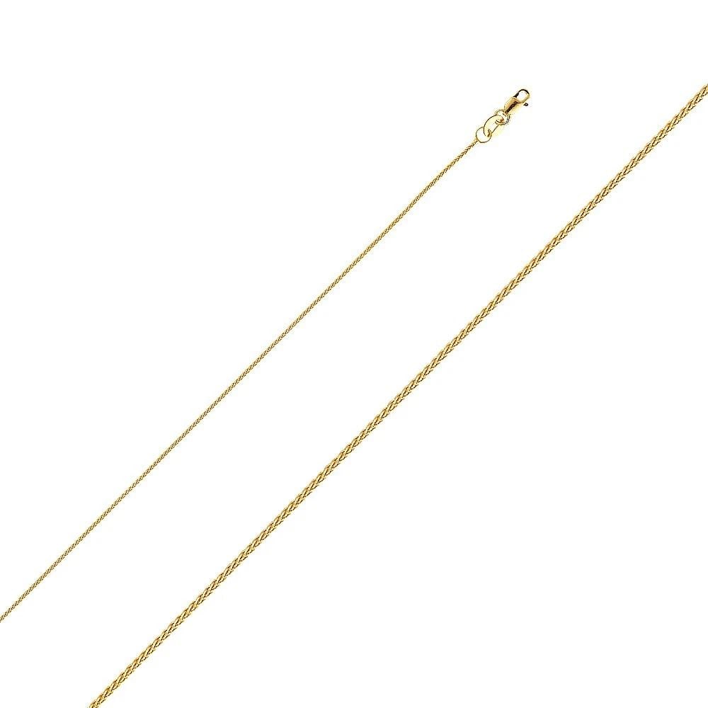NEW 14K YELLOW GOLD 020(0.9MM) ROUND WHEAT CHAIN: 14K YELLOW GOLD 020(0.9MM) ROUND WHEAT CHAIN 020(0.9MM) ROUND WHEAT CHAIN NEW 14K YELLOW GOLD WIDTH: 0.9mm AVERAGE Apx WEIGHT: 1.6g