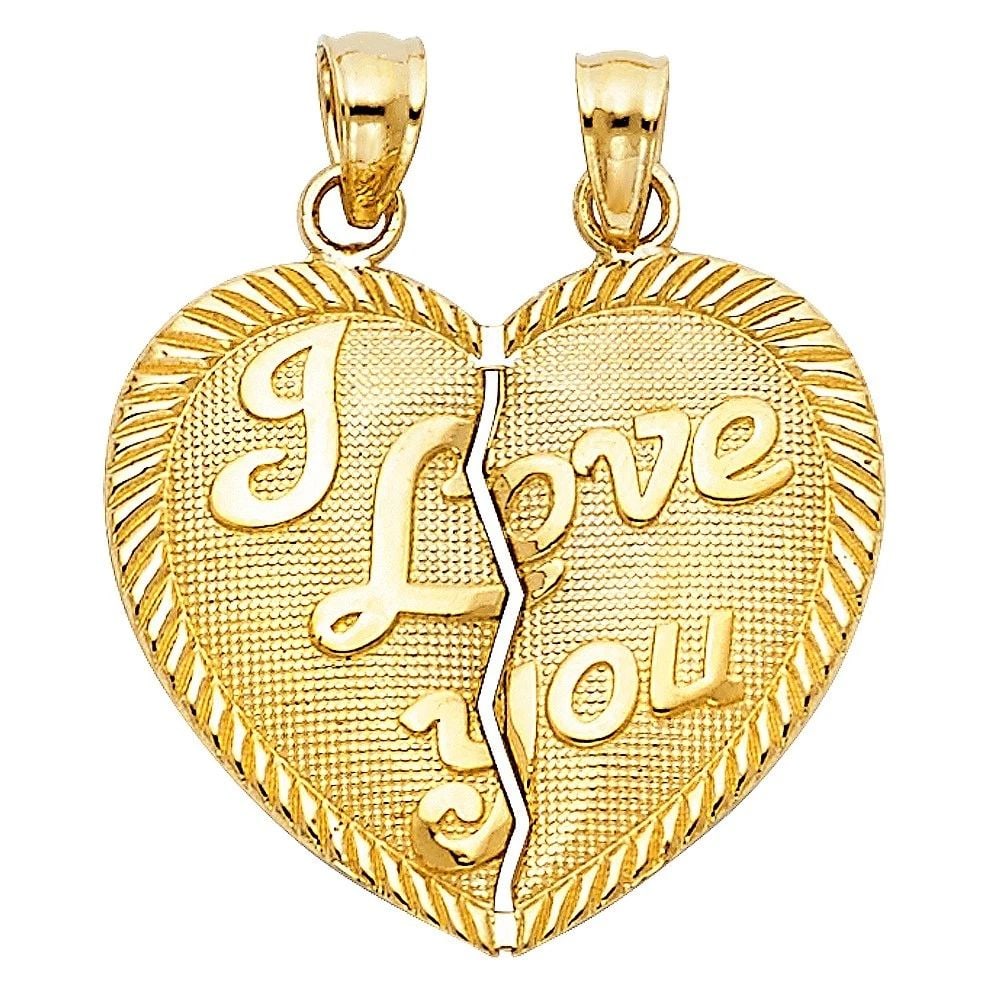 NEW 14K YELLOW GOLD TE AMO HEART 2 PIECE PENDANT: NEW 14K YELLOW GOLD TE AMO HEART 2 PIECE PENDANT TE AMO HEART 2 PIECE PENDANT NEW 14K YELLOW GOLD Height : 20 mm Width : 23 mm Apx. WEIGHT : 2.2g