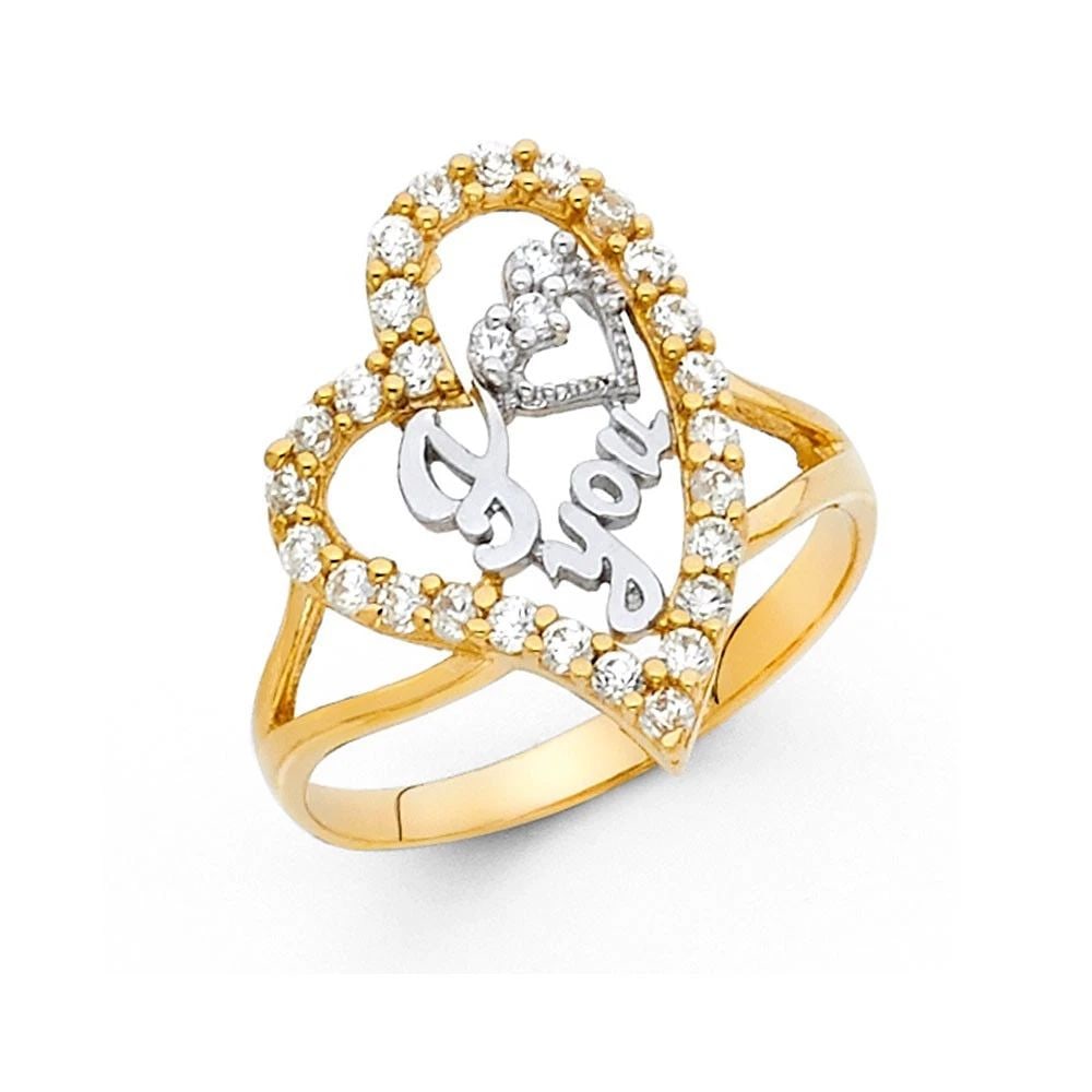 NEW 14K TWO TONE GOLD I LOVE YOU RING (1 of 2)