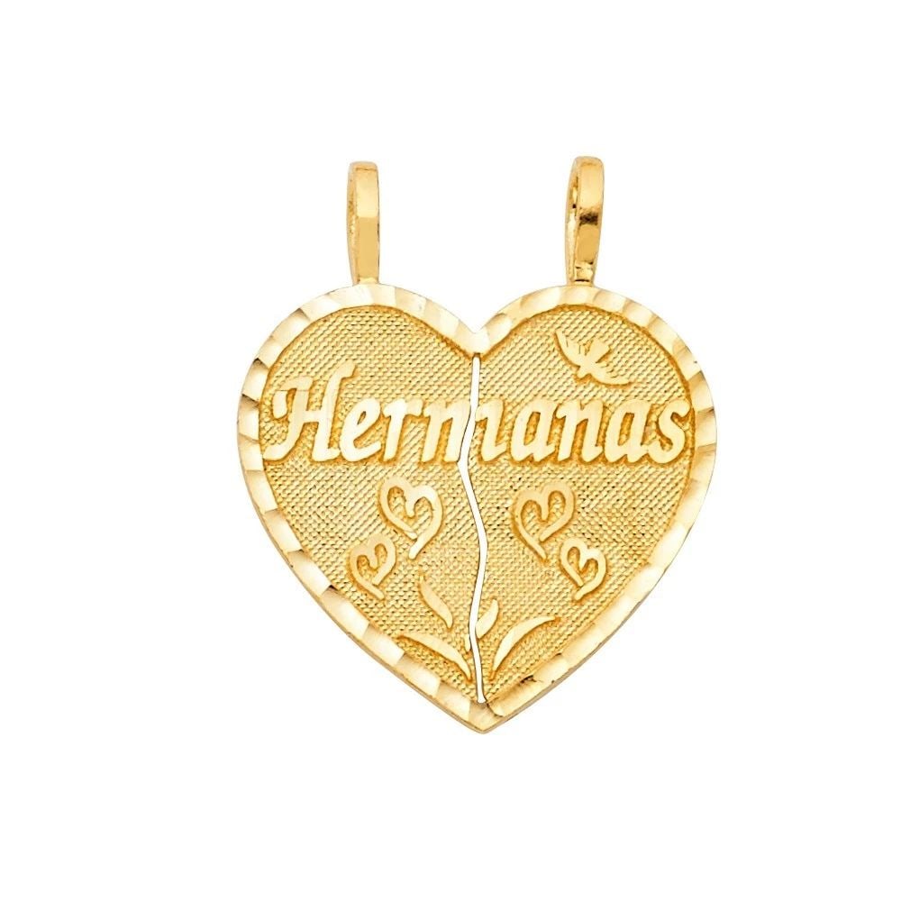 NEW 14K YELLOW GOLD HEART 2 PIECE PENDANT (1 of 2)