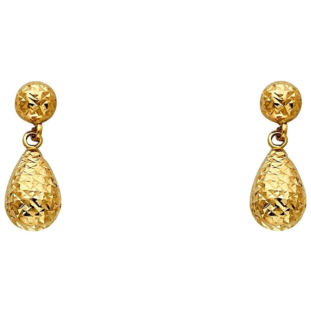 NEW 14K YELLOW GOLD DC HOLLOW TEAR DROP EARRINGS WITH POST (1 of 2)
