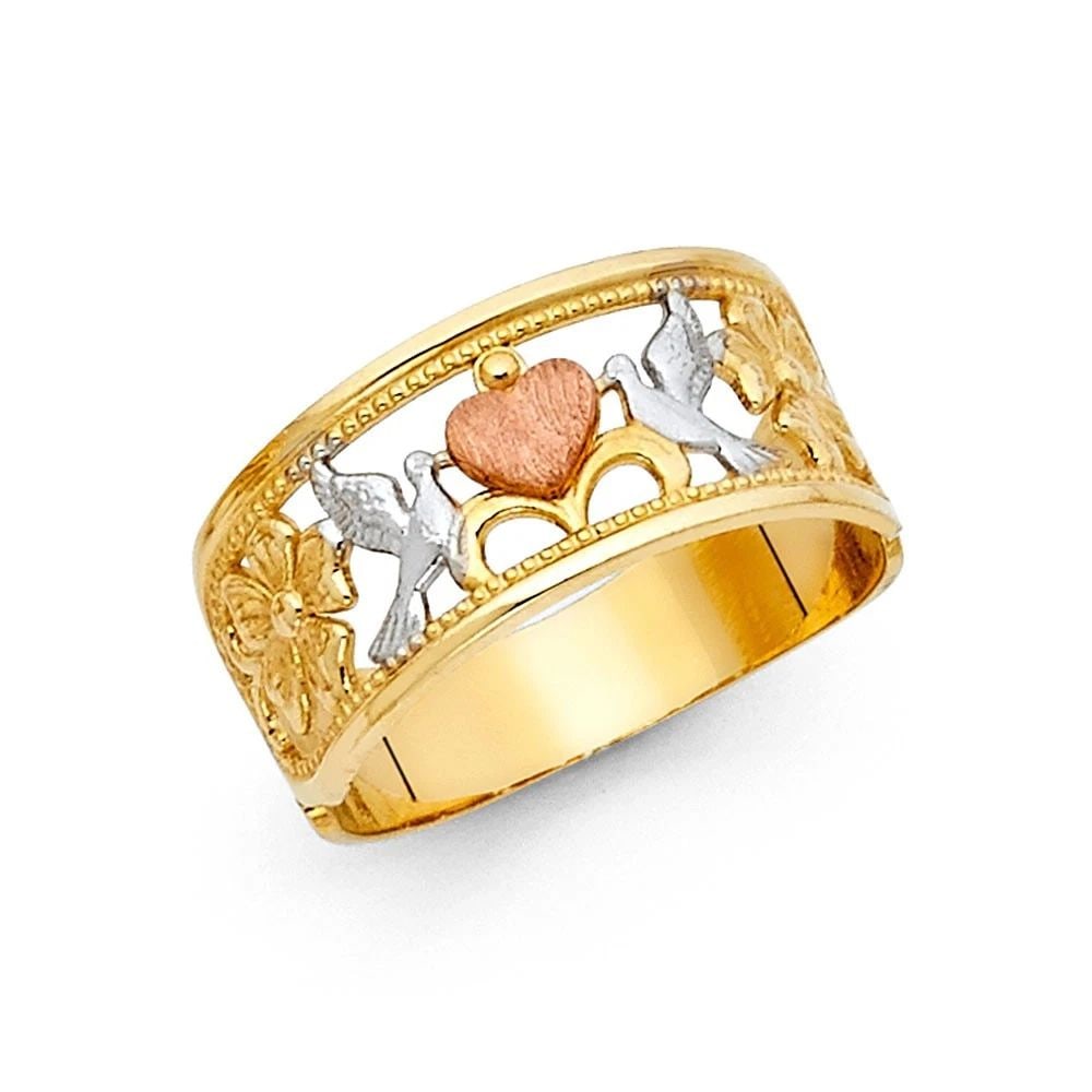 NEW 14K TRI COLOR GOLD FANCY RING: NEW 14K TRI COLOR GOLD FANCY RING FANCY RING NEW 14K TRI COLOR GOLD WIDTH : 9 mm WEIGHT : 2.3g